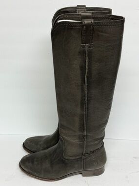 FRYE Womens Cara Pull-On Tall Leather Boot US 7.5 Smoke/Grey #78328 WORN ONCE